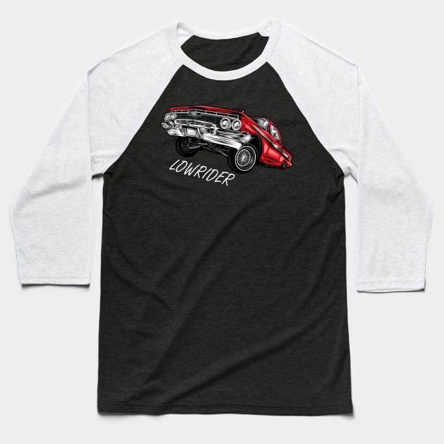 Lowrider Classic Car Baseball T-Shirt by FungibleDesign